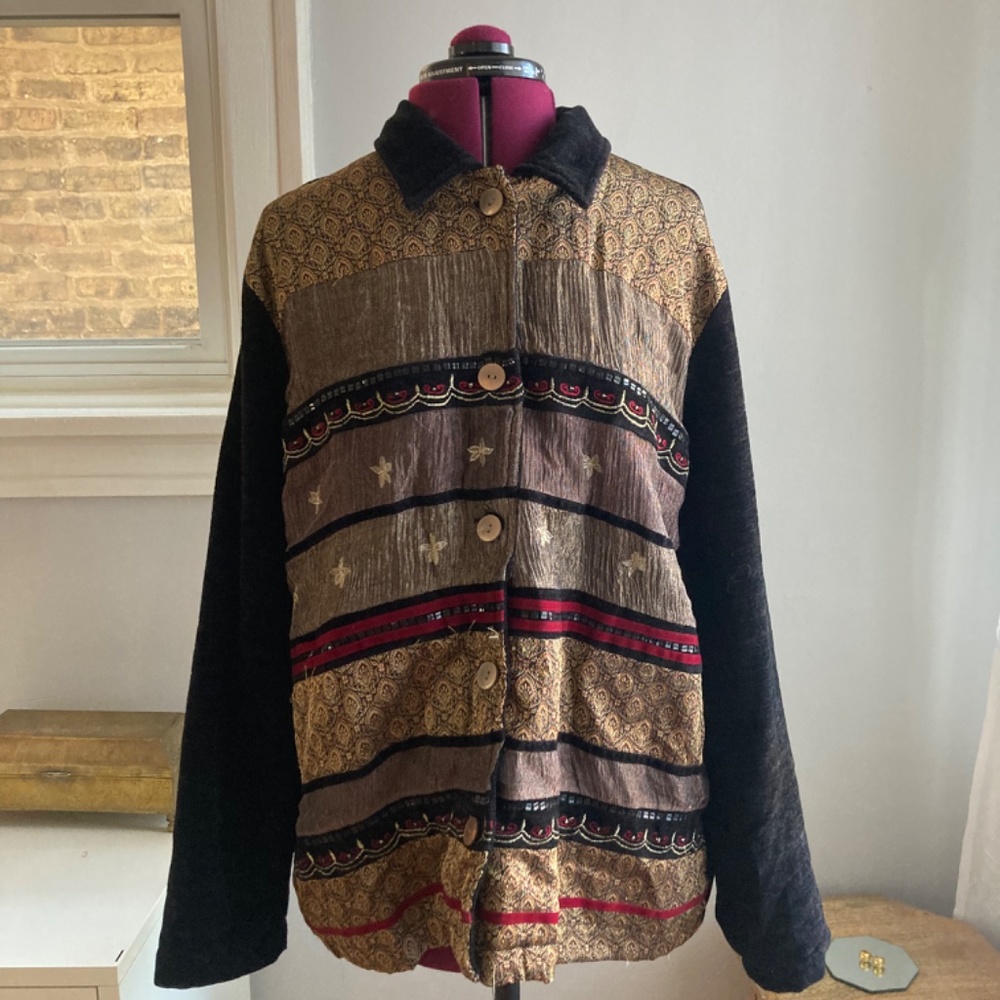 Vintage Patchwork Embroidered Jacket Long Sleeve … - image 2